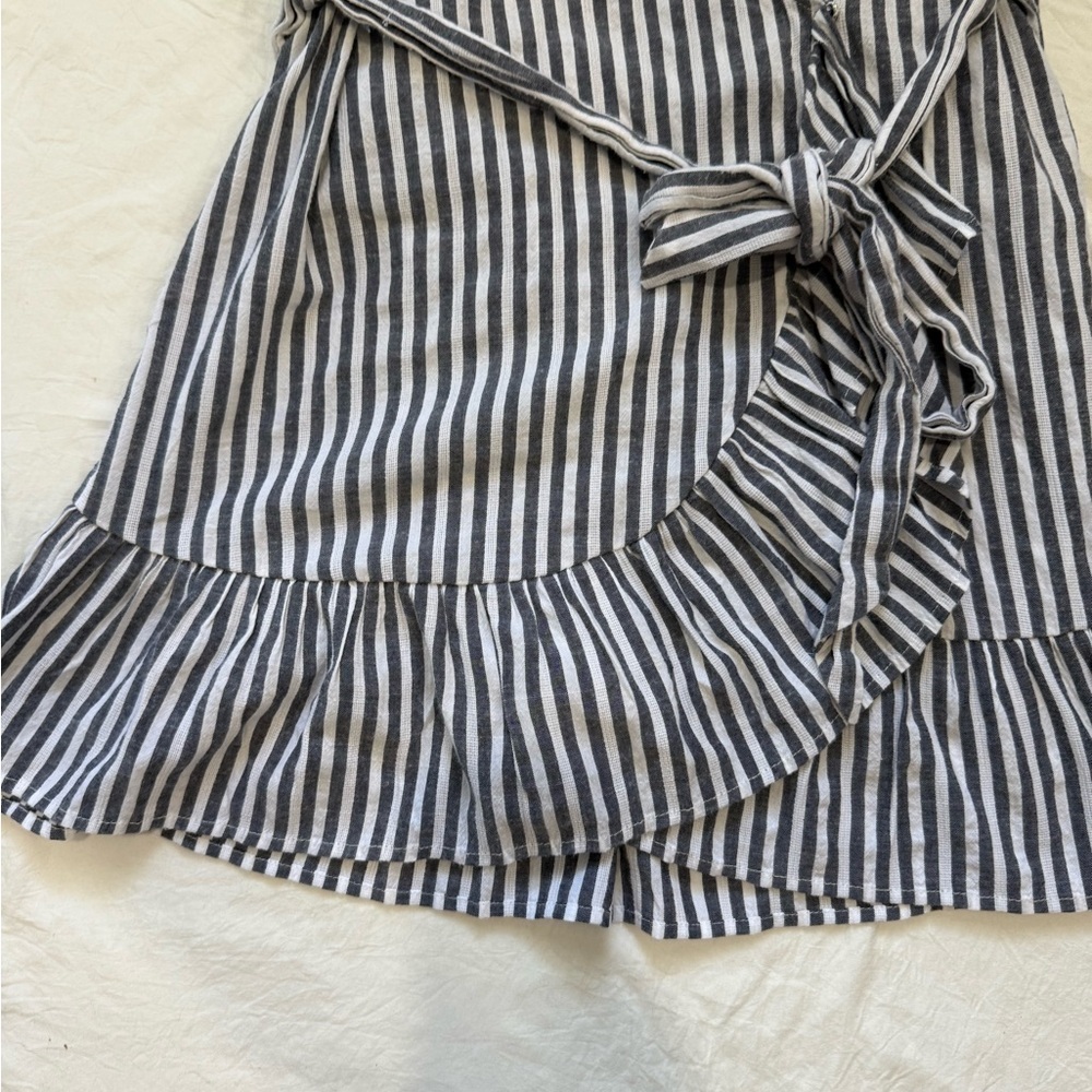 Striped Ruffle Wrap Dress - Picture 5 of 10